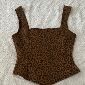 Leopard Print Brown Women's Top